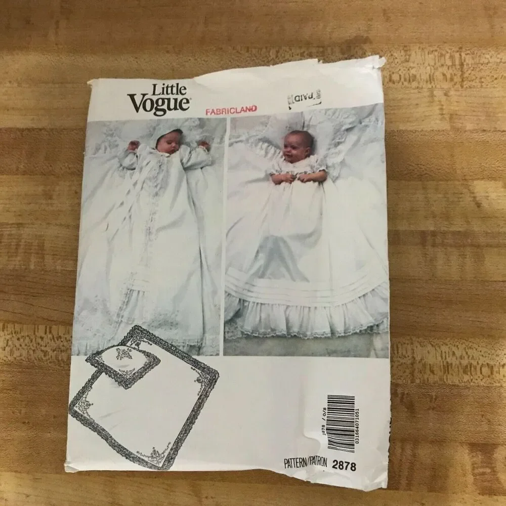 #2878 Vogue, baby Christening d ress coat bonnet pillow sewing pattern, uncut